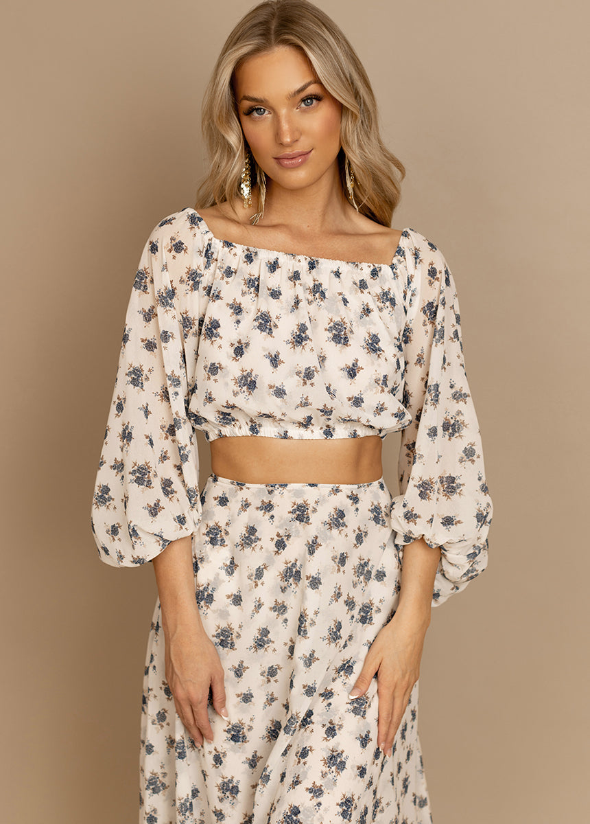 Magali Top in Cream Ditsy Floral