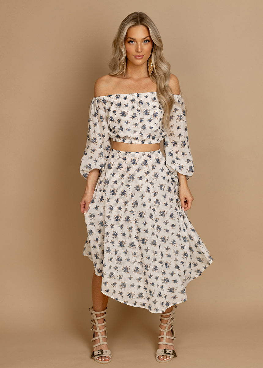 Magali Top in Cream Ditsy Floral