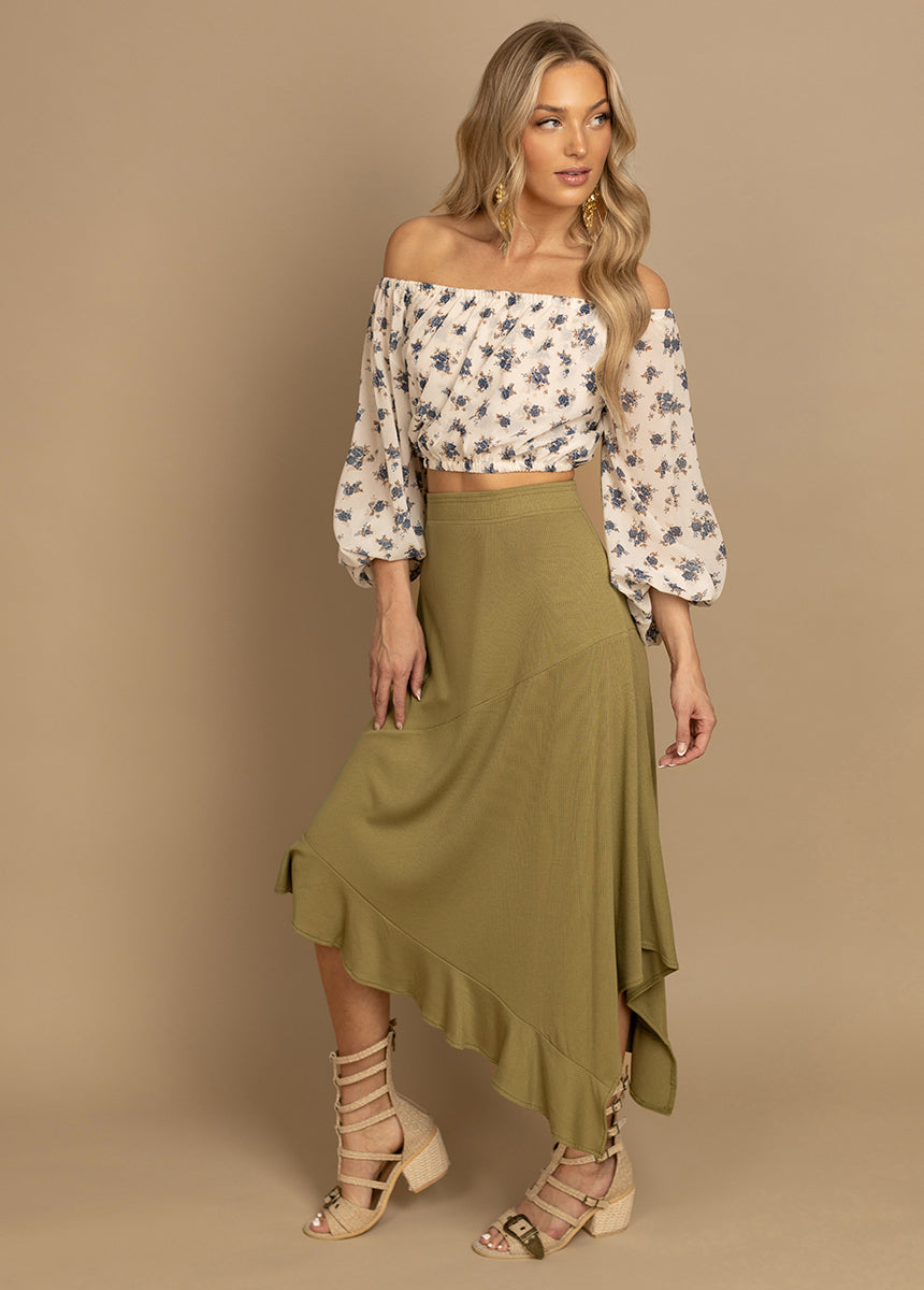 Magali Top in Cream Ditsy Floral