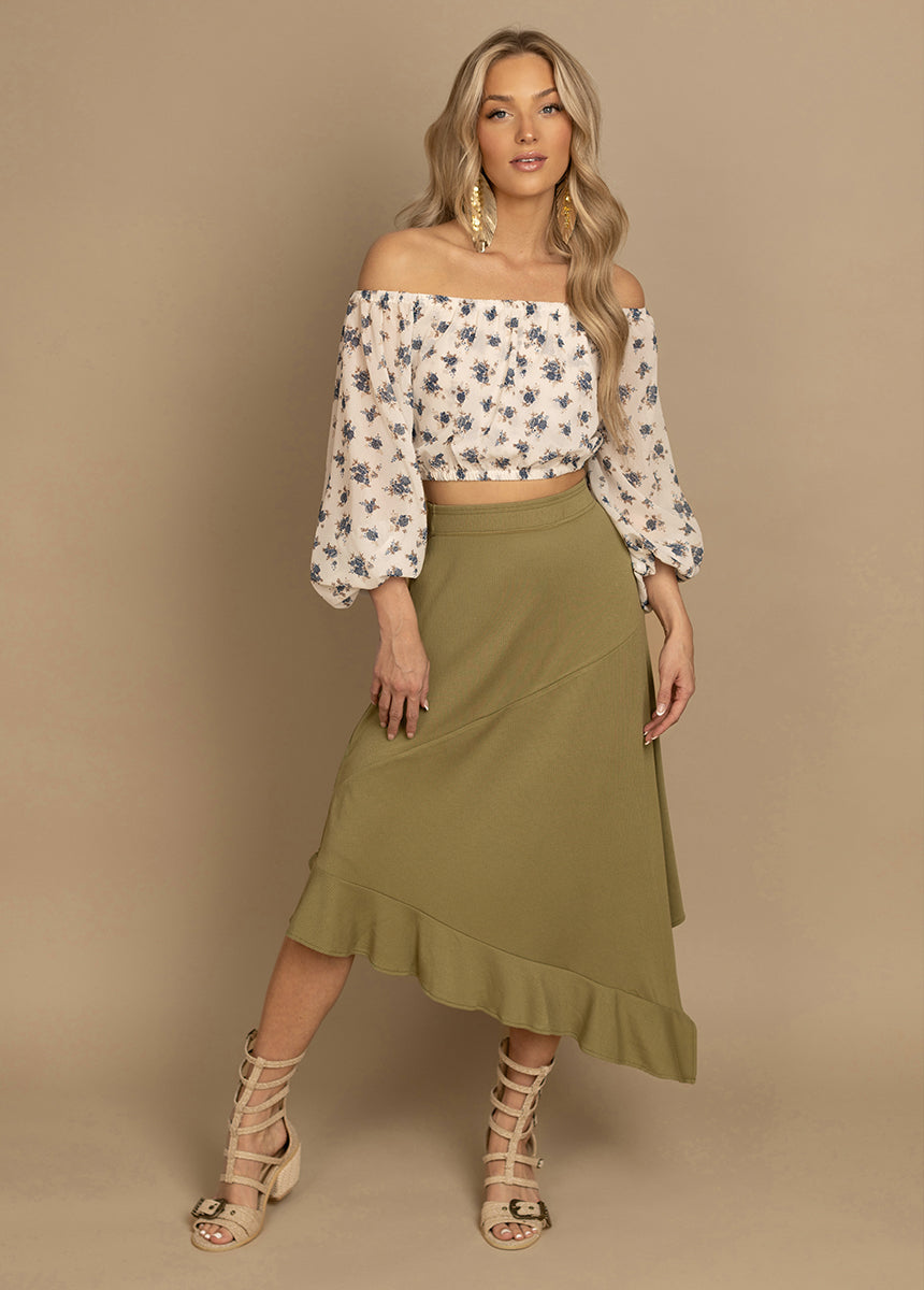 Magali Top in Cream Ditsy Floral