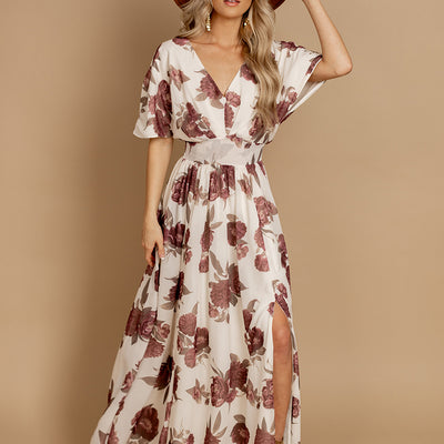 Maya Dress in Large Cream Floral