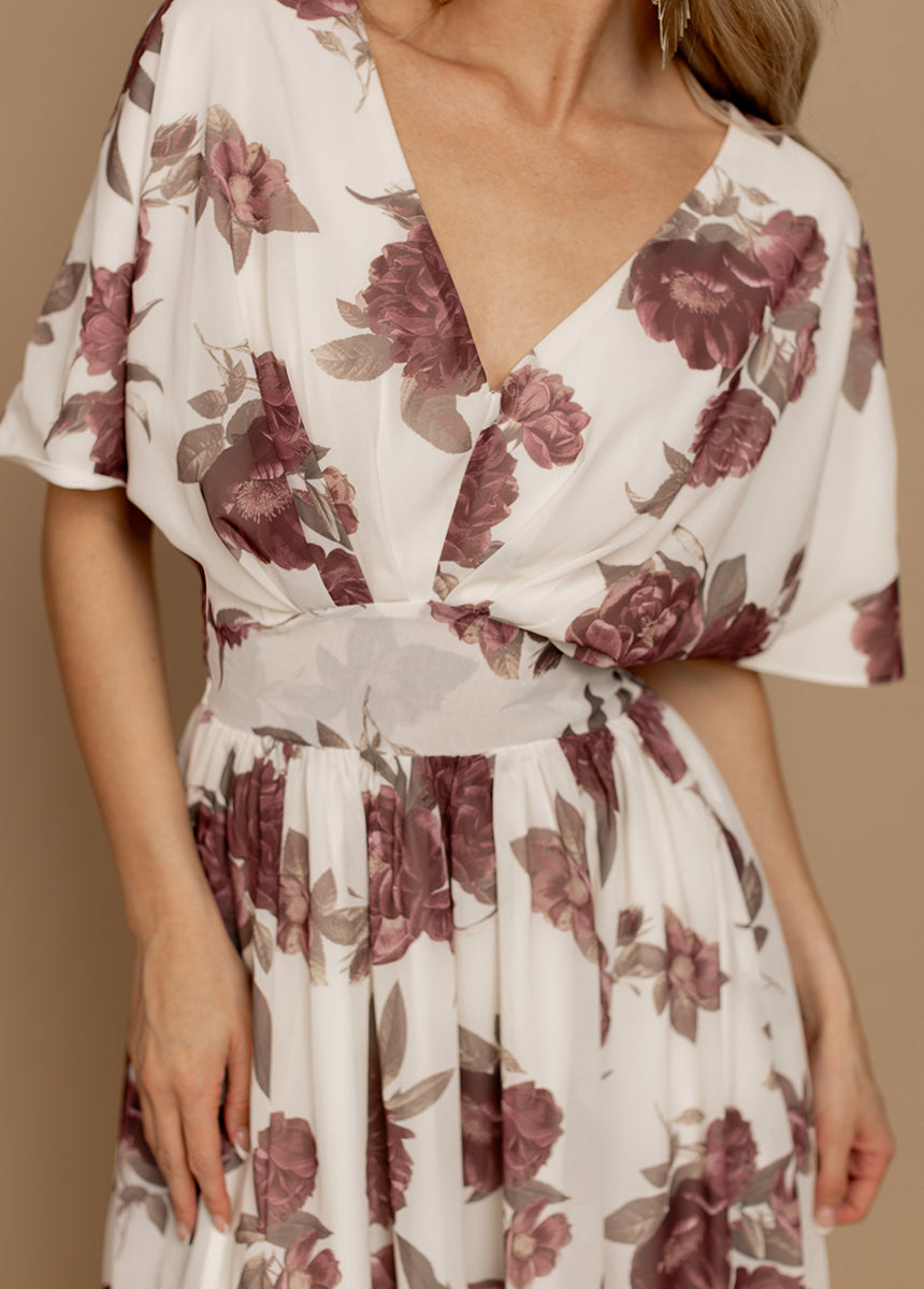 Maya Dress in Large Cream Floral