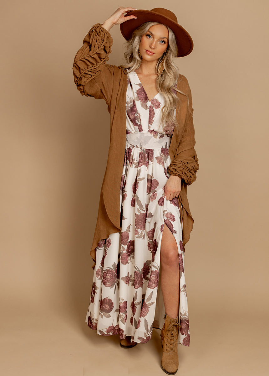 Maya Dress in Large Cream Floral