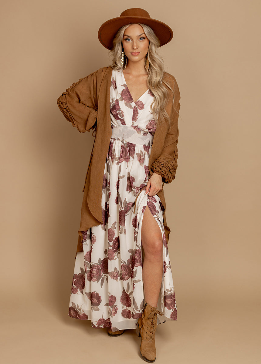 Maya Dress in Large Cream Floral