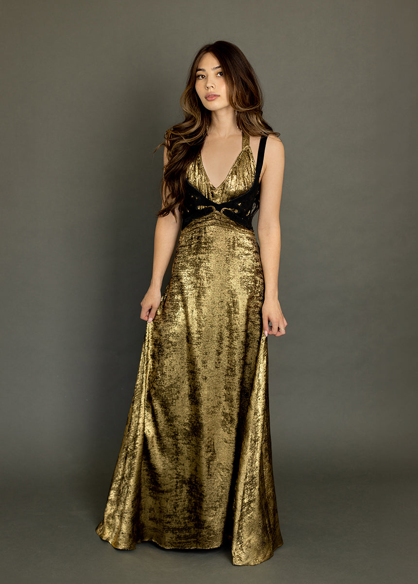 Monroe Dress in Metallic Bronze