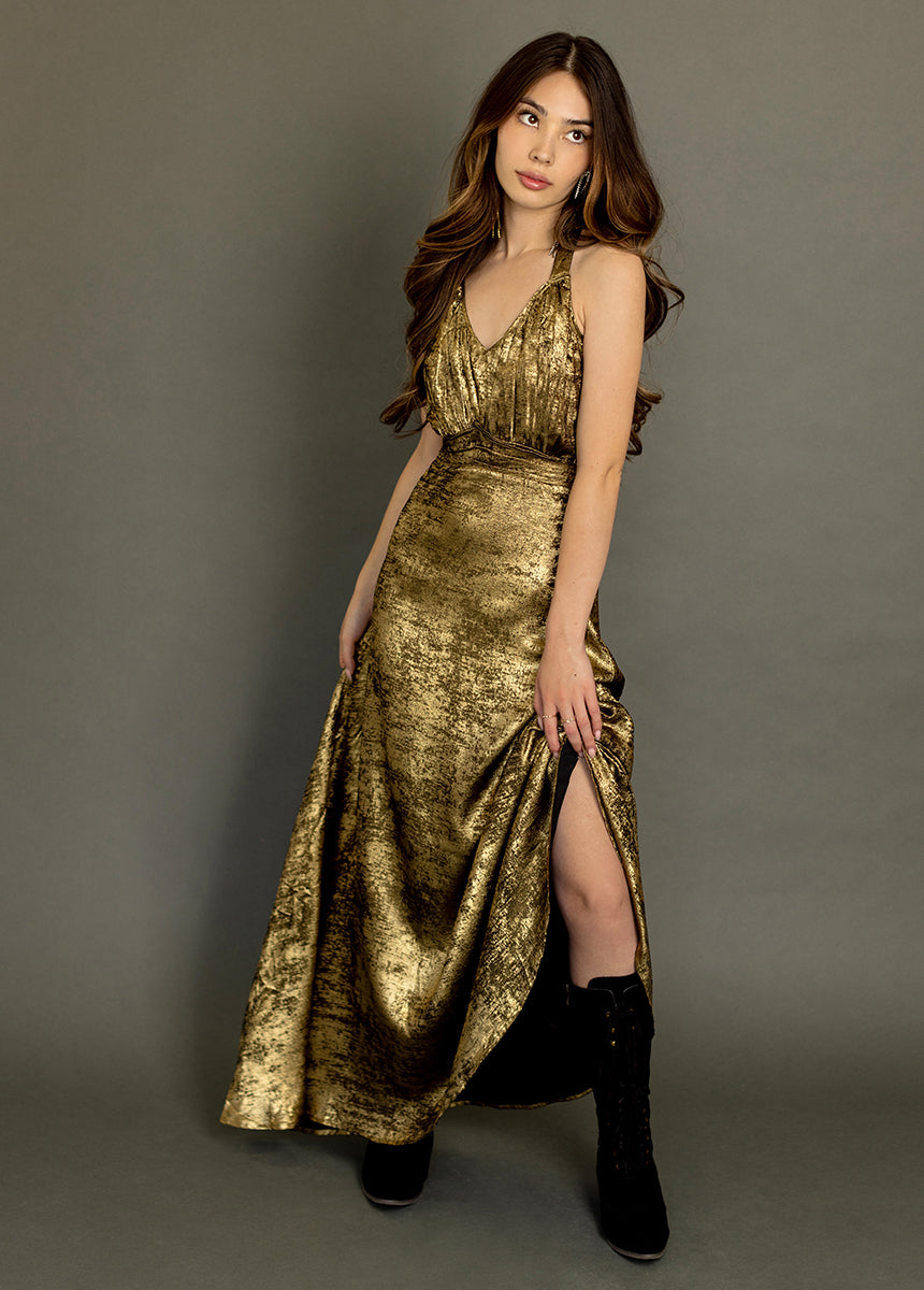 Monroe Dress in Metallic Bronze