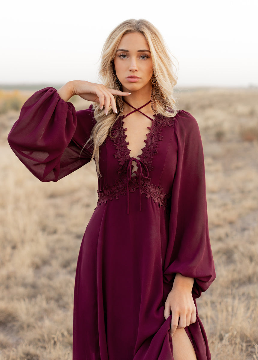 Niobe Dress in Oxblood