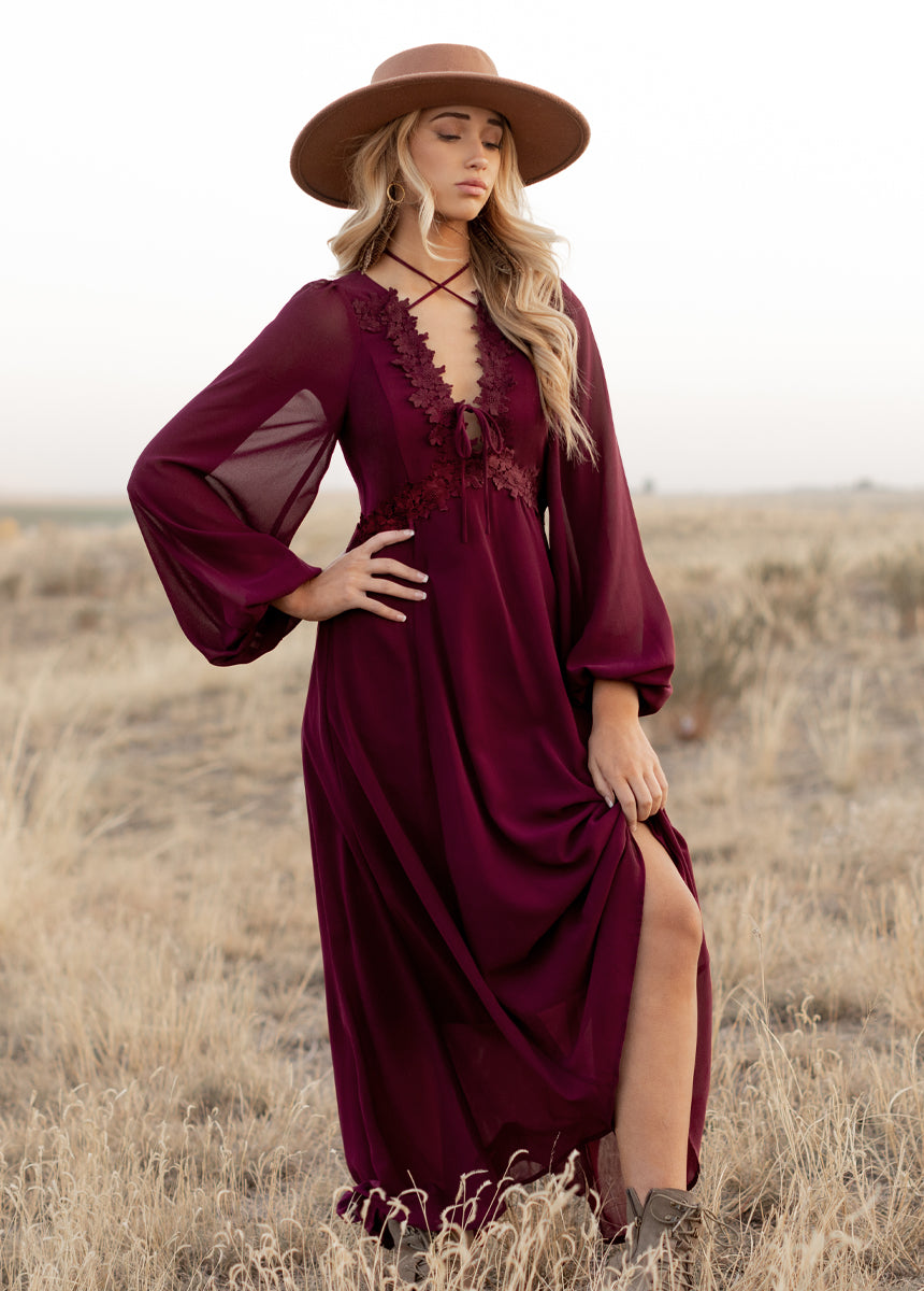 Niobe Dress in Oxblood