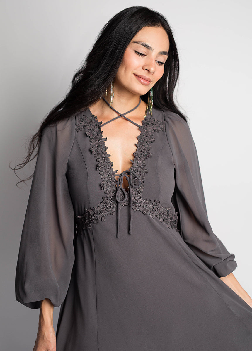 Niobe Dress in Dark Taupe