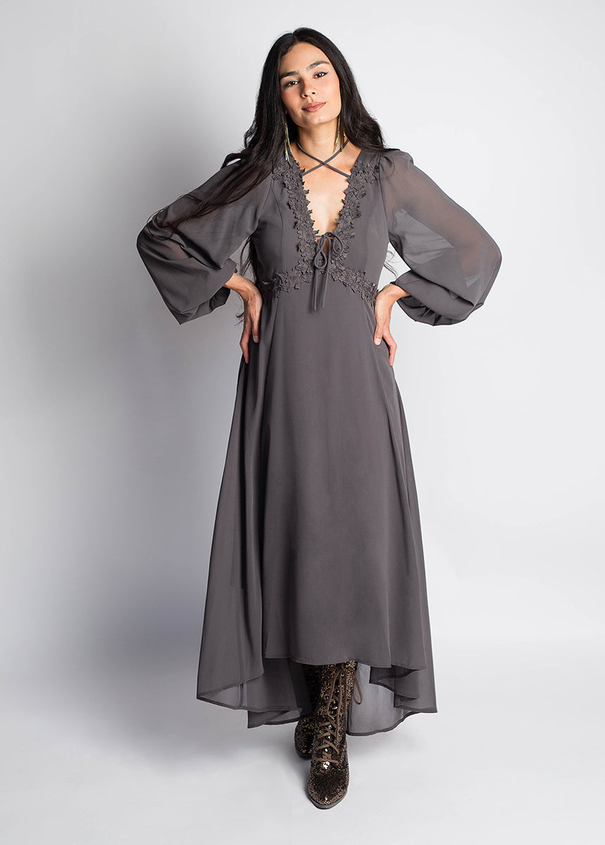 Niobe Dress in Dark Taupe