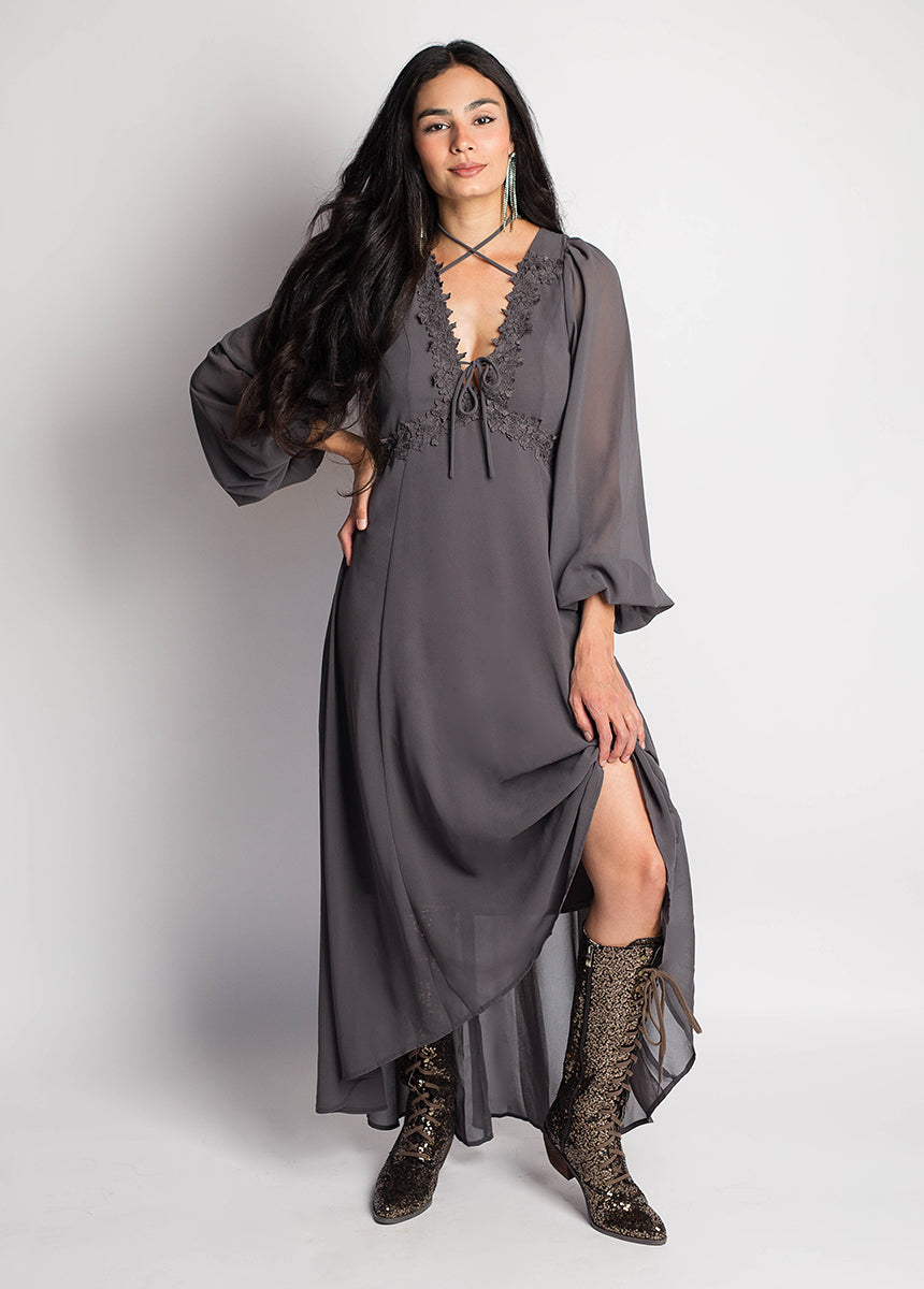 Niobe Dress in Dark Taupe