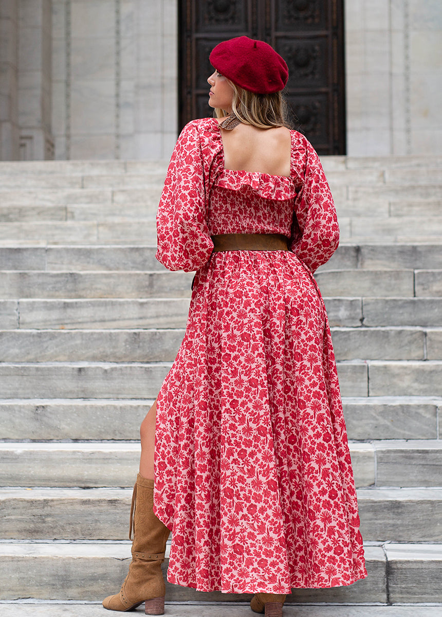 Odette Dress in Red Floral