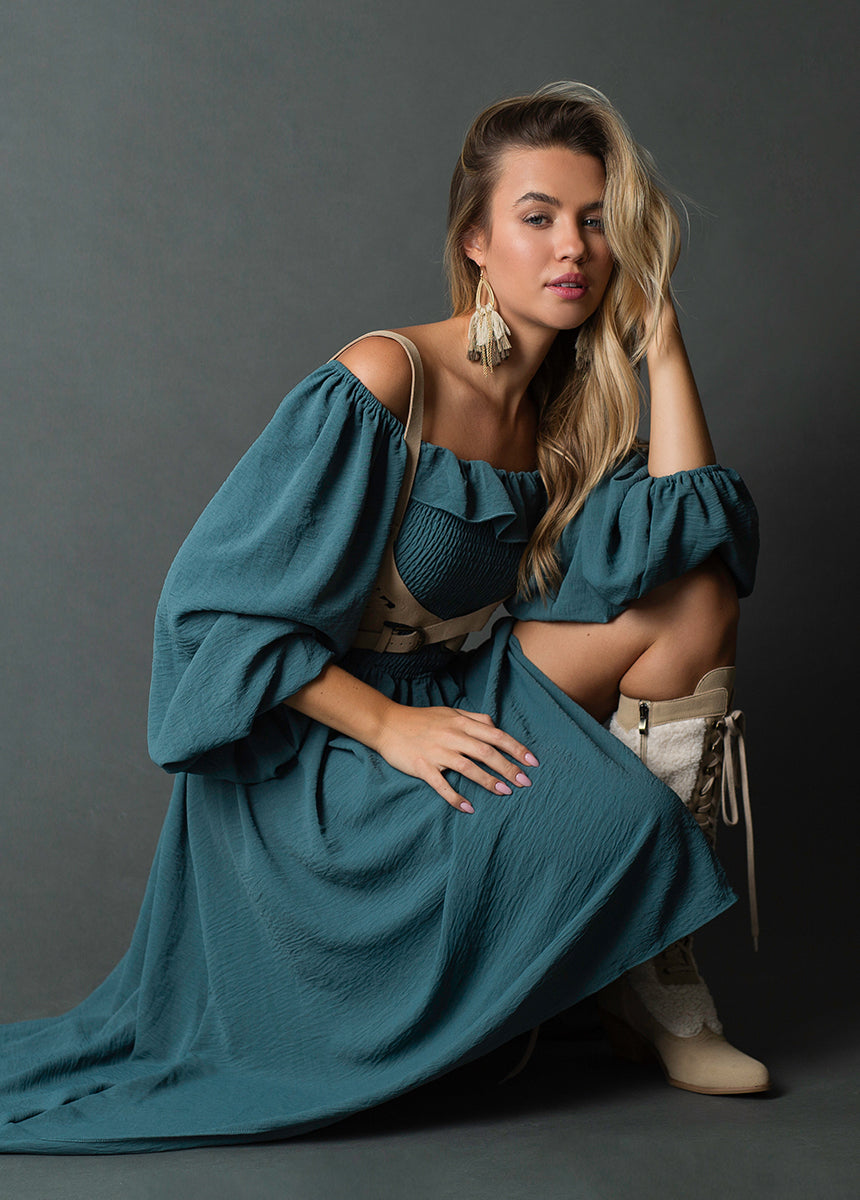 Odette Dress in Dusty Teal