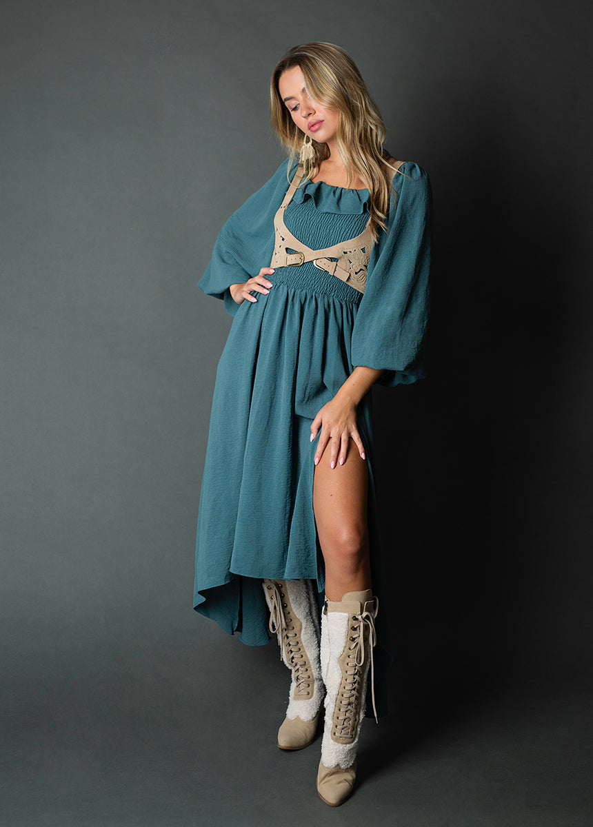 Odette Dress in Dusty Teal