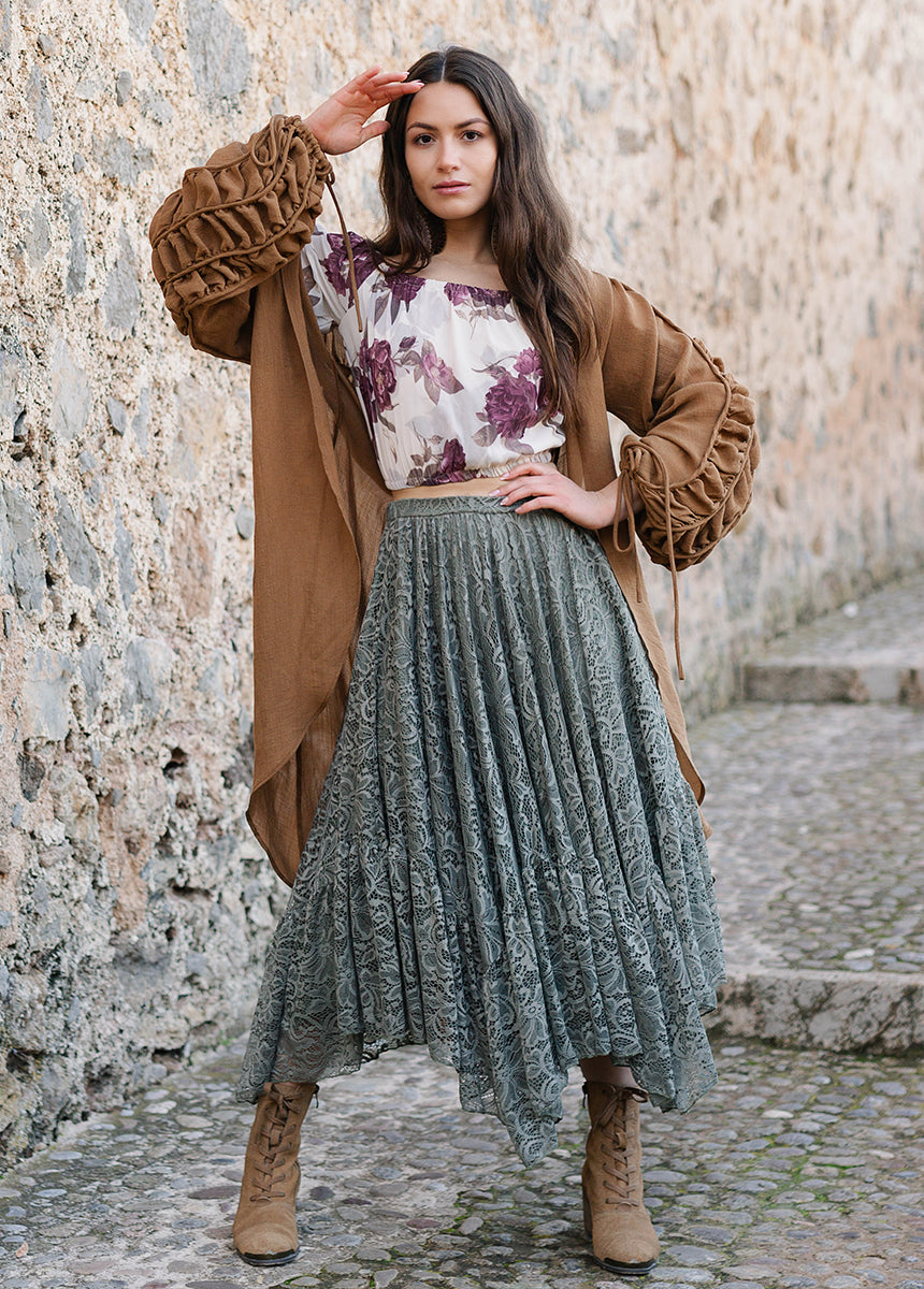 Magali Top in Large Cream Floral