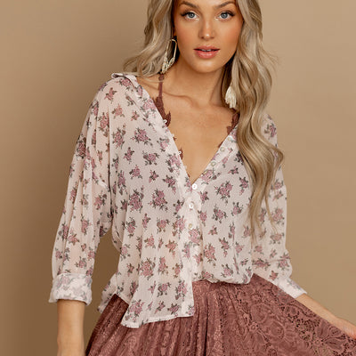 Agnes Top in Lilac Ditsy Floral