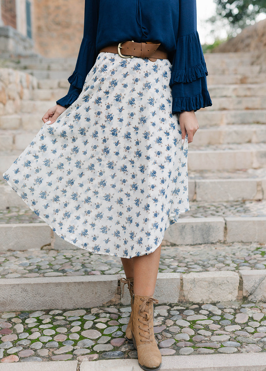 Sana Skirt in Cream Ditsy Floral