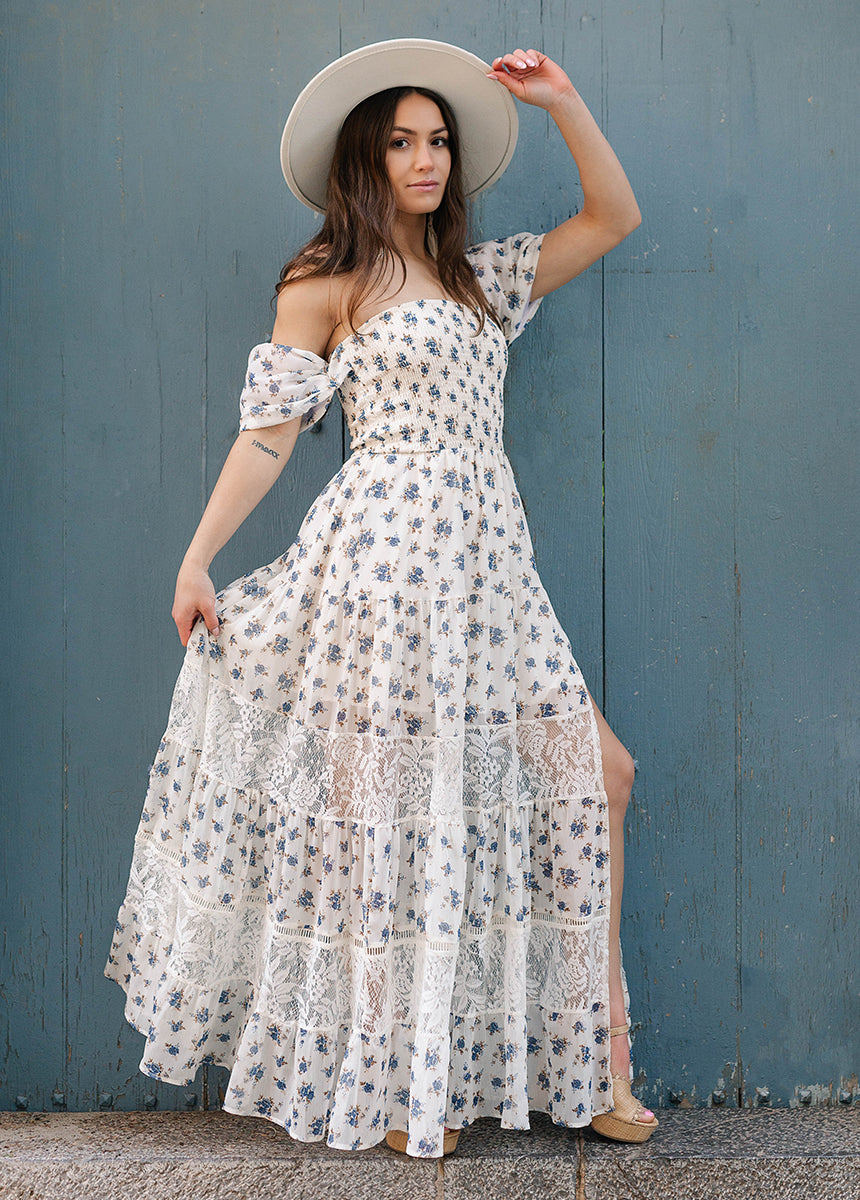 Sirena Dress in Cream Ditsy Floral