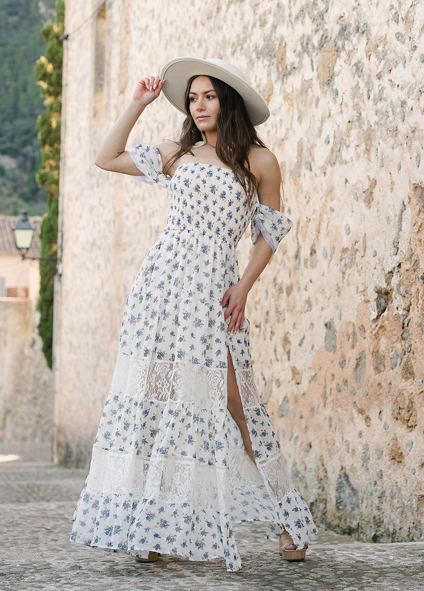 Sirena Dress in Cream Ditsy Floral