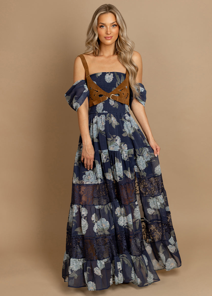 Sirena Dress in Large Navy Floral