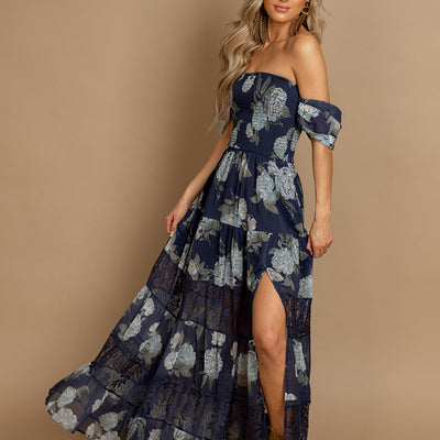 Sirena Dress in Large Navy Floral