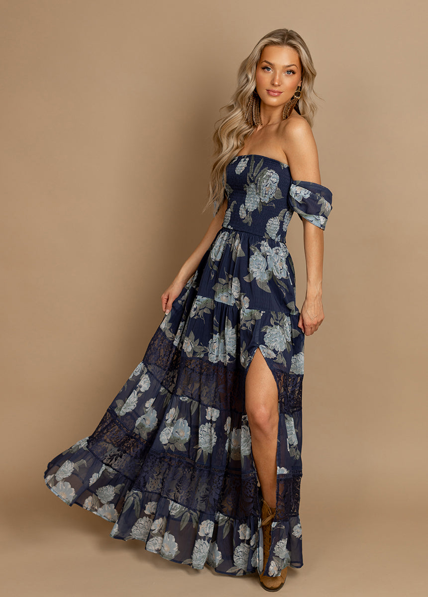 Sirena Dress in Large Navy Floral