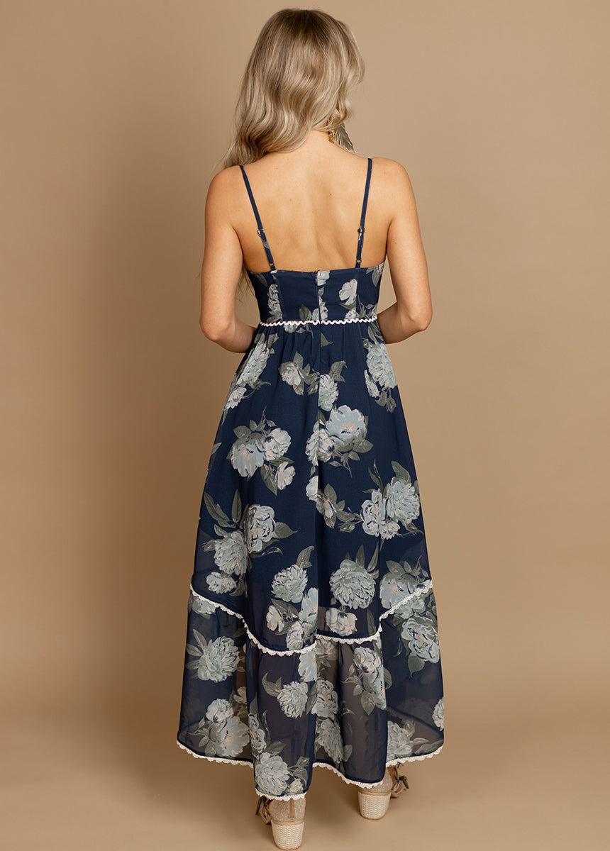 Vola Dress in Large Navy Floral