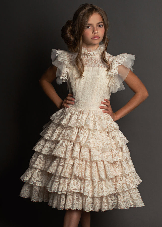 Anouk Petticoat Dress in Vintage Ivory - Joyfolie