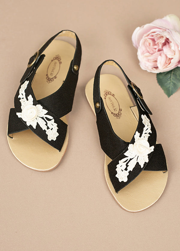 Girls Perforated Floral Sandals | Gymboree - WHITE