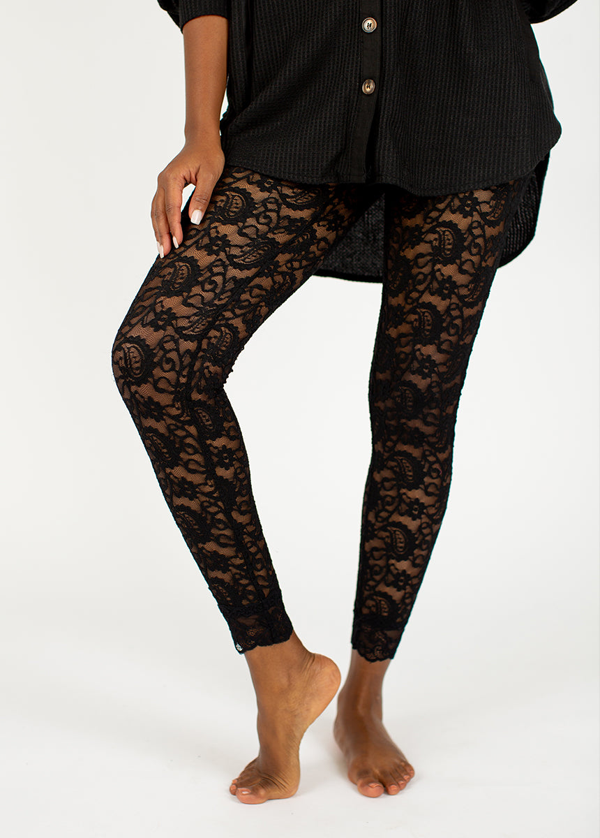 Black Lace Legging, Leggings & Hosiery
