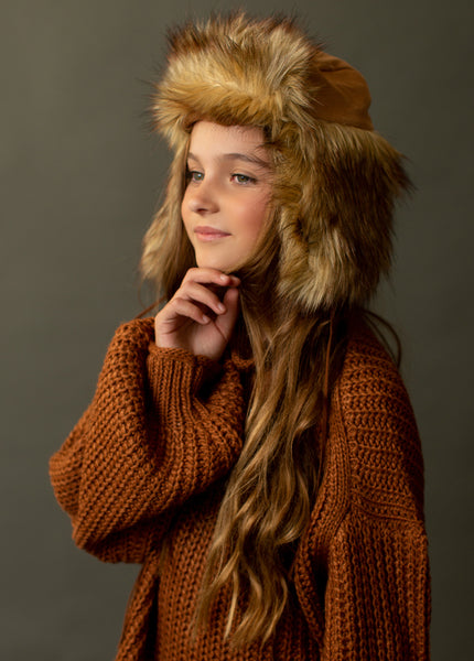 Brown Fur Hat, Faux Fur Trapper Hat Womens